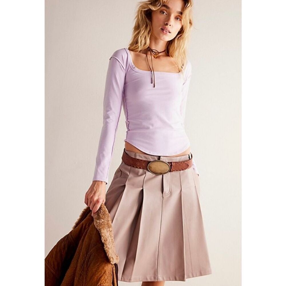 Free People Can’t Let Go Tee Sz Large NWT Frost Lavender - Picture 1 of 5